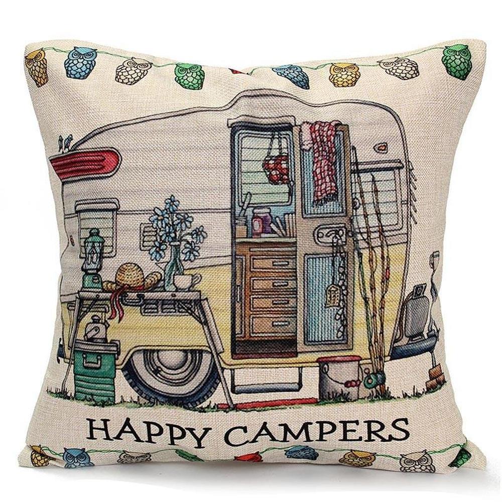 Potahy na polštář Happy Campers Pouzdro na polštář Camper Povlak na polštář do auta
