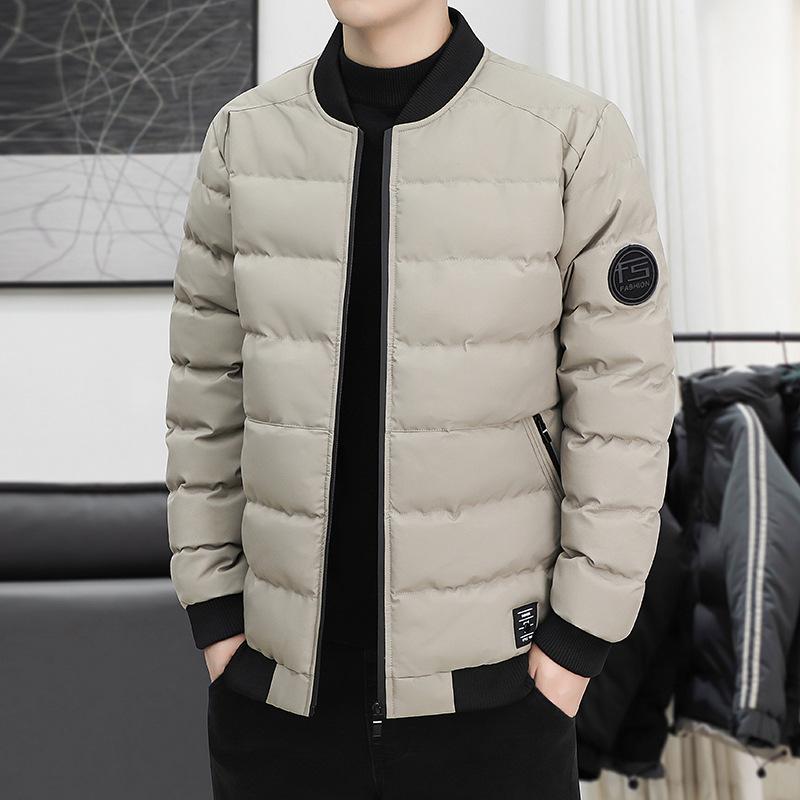 

Men s Korean Style Baseball Collar Padded Cotton Jacket - Warm, Thick, Trendy Autumn/Winter Outerwear XL хакі
