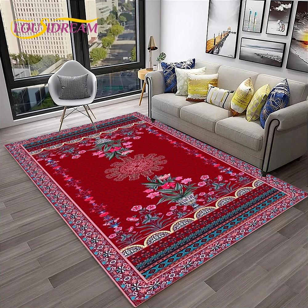 Turkey Bohemian Persian Flower Carpet Rug for Home Living Room Bedroom Sofa Doormat Kitchen Decor,Area Rug Non-slip Floor Mat