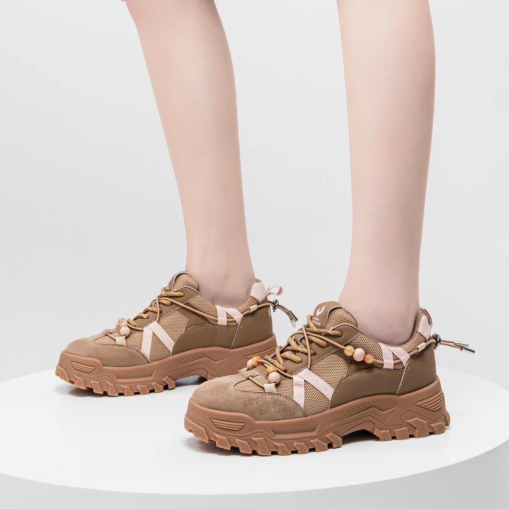 Strictly Selected Thick-soled Heightening Dad Shoes Women's 2025 Autumn Maillard Shoes Casual Soft-soled Beaded Sports Shoes Women's Shoes