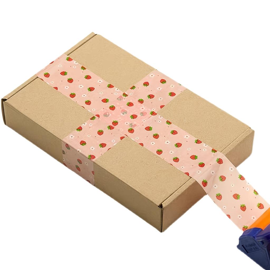 1 Roll Pink Strawberry Floral Packing Tape,Clear Shipping Tape for Boxing, Moving, Mailing, Gift Wrapping, Arts and Crafts