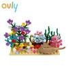 Ovly DIY Kreative Unterwasser Welt Abenteuer Hai Teufel Fisch Ozeane Tier Pflanze Aquarium Display Kleine Partikel Bausteine Set für MOC