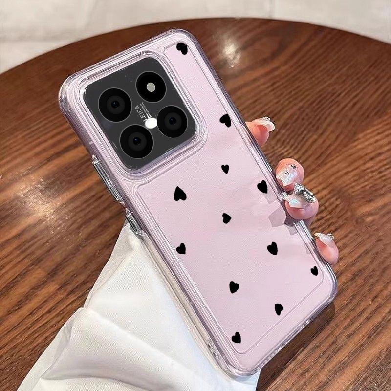 Love Heart Clear Phone Cover For Xiaomi 13T 11T Pro Poco X6 X5 Pro Redmi Note 13 12 11 Pro Shockproof Soft Silicone Slim Case