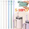 5-10pcs Replacement Silicone Straw 31CM Long Reusable Straws With Straw Cover for Stanley 20/30/40oz Tumbler Accessories