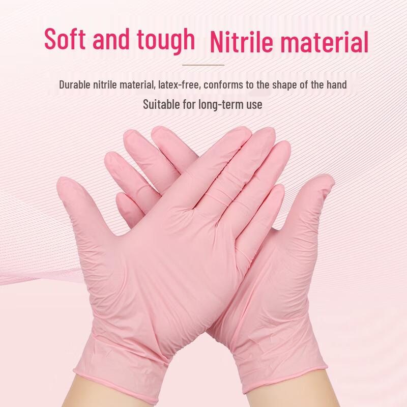 INTCO Medical Disposable Pink Nitrile Protective Gloves - 1 Box