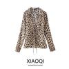 Fashion Style 2024 Spring/Summer New Arrival Women's Temperament Long Sleeve Bowknot Decoration Animal Pattern Print Shirt 4661041