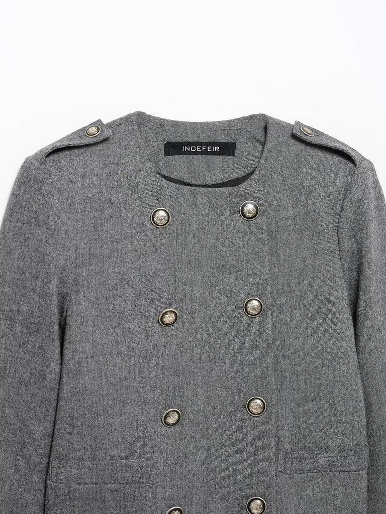 TAOP&ZA Spring Women's Elegant Round Neck Long Sleeve Coat & Mid-Waist Wide Pleated Skirt Set