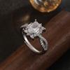 S Retro Elegant White Cluster Knot Design Engagement Ring, Copper Zircon Adjustable Ladies' Finger Ring, Ladies' Wedding Banq