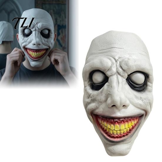 Accessori Costumi Esorcista Spettrale Maschera di Halloween, Faccia in Lattice Jack a Doppio Strato Sinistra Maschere Horror Realistiche Copricapo per Festa, Cosplay Spaventoso