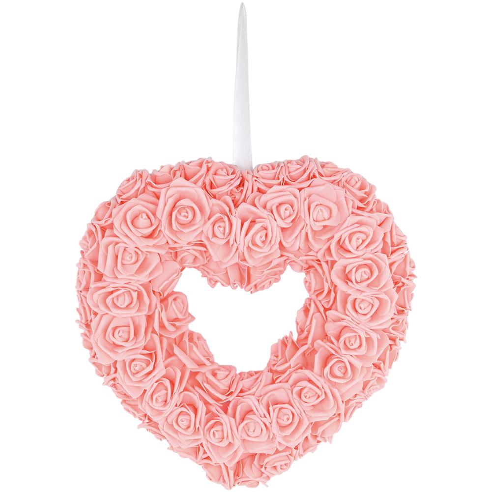 Valentine Heart Shaped Wreath for Door Hanging Wedding Proposal and Party Decor with Long Lasting Plastic and Foam Materials