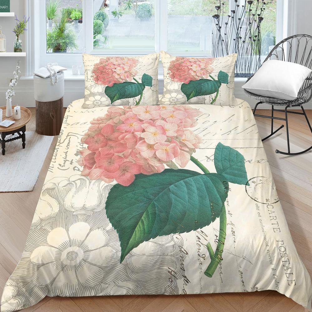 3D Classic Luxury Bedding Full Size Vintage Flower Bedspread Set Microfiber Fabric with Zipper Washable Soft Home Decoration