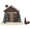 Log Cabin Incense Burner Christmas Resin Snowy House Miniature Ornaments Rustic Chimney Fragrance Burner Gift