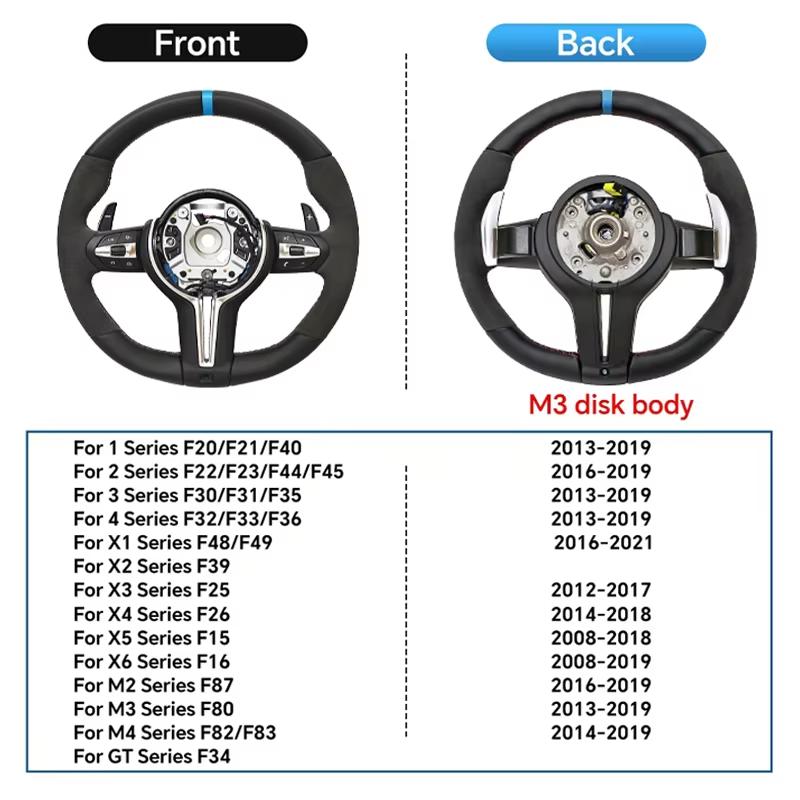 The all-new BMW series M5 F10 F11 F06 F12 F13 F91 F92 F01 F02 upgraded steering wheel is made of semi Alcantara silk leather.