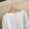 Orders Exported to Japan Spring New Women round Neck Cotton Long sleeves Shirt High Weight Cotton Mid-Length Top Loose Version