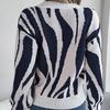 Vintage Locker Strickware Cardigan Langarm V-Ausschnitt Pullover Oberteil Herbst Winter Farbdruck