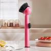 Pot Brush Tough Bristles Ergonomic Grip Long Handle Kitchen Cleaning Brush with Built-in Detergent Dispenser Cutlery Stove Sink Cleaning Tool