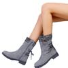 Mode Damen Retro Warme Wollstiefel Wintermode Schnürung Plateau Lässige Baumwollschuhe Flauschiges Plüsch Wildleder Kälteabweisende Kurze Schneestiefel