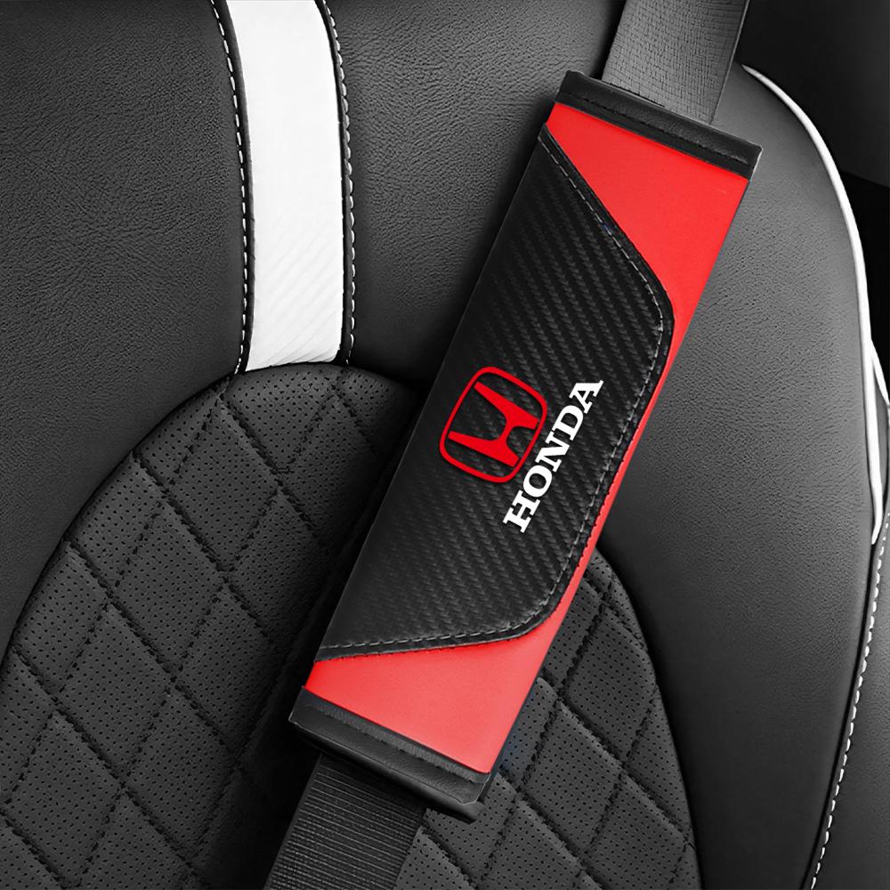 1/2pieces Of Genuine Leather Carbon Fiber Car Seat Belts And Car Accessories For Honda Civic Accord City CR-Z Element Insight aho256