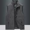 Men Casual Waistcoat Stand Collar Sleeveless Zipper Placket Vest Coat Mesh Lining Outdoor Quick Drying Waistcoat with Pockets