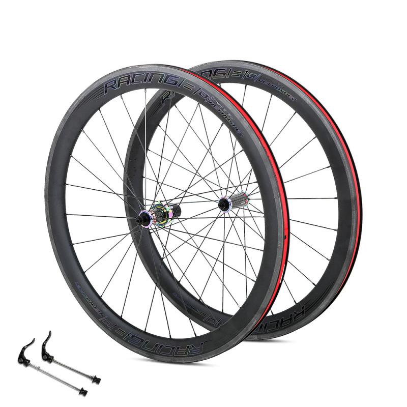Ruote Carbonio Rim Brake Ruota Anteriore Bici Strada Carbonio 700C Tri-Spoke, Per Gare E Crono - Marca Superteam, Freni A Cerchio, Valvola Presta Premier Hyper Carbon