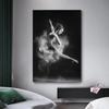 Black and White Ballet Dancer Canvas Painting Elegant Ballerina Pose Photo Print Poster Wall Art Picture for Interior Room Decor