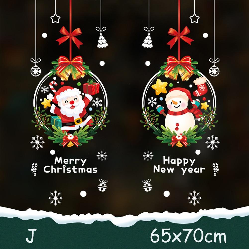 2025 Happy New Year Christmas Sticker Santa Claus Snowman Xmas Decal Merry Christmas Xmas wreath Window Sticker Shopping Mall