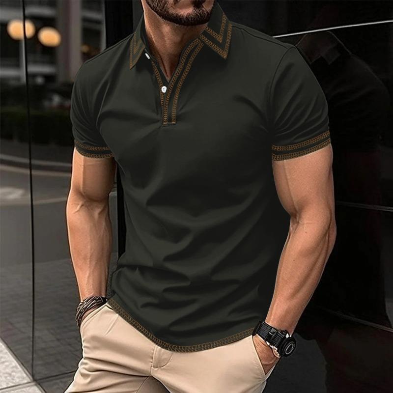 Summer Men's Casual Collar Line Short Sleeved T-shirt Polo Shirt