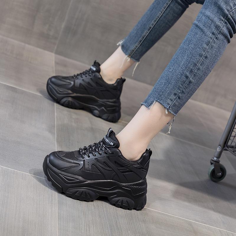 Inner height increase 8 leather little white shoes women, spring and summer new versatile thick-soled muffin casual shoes spring