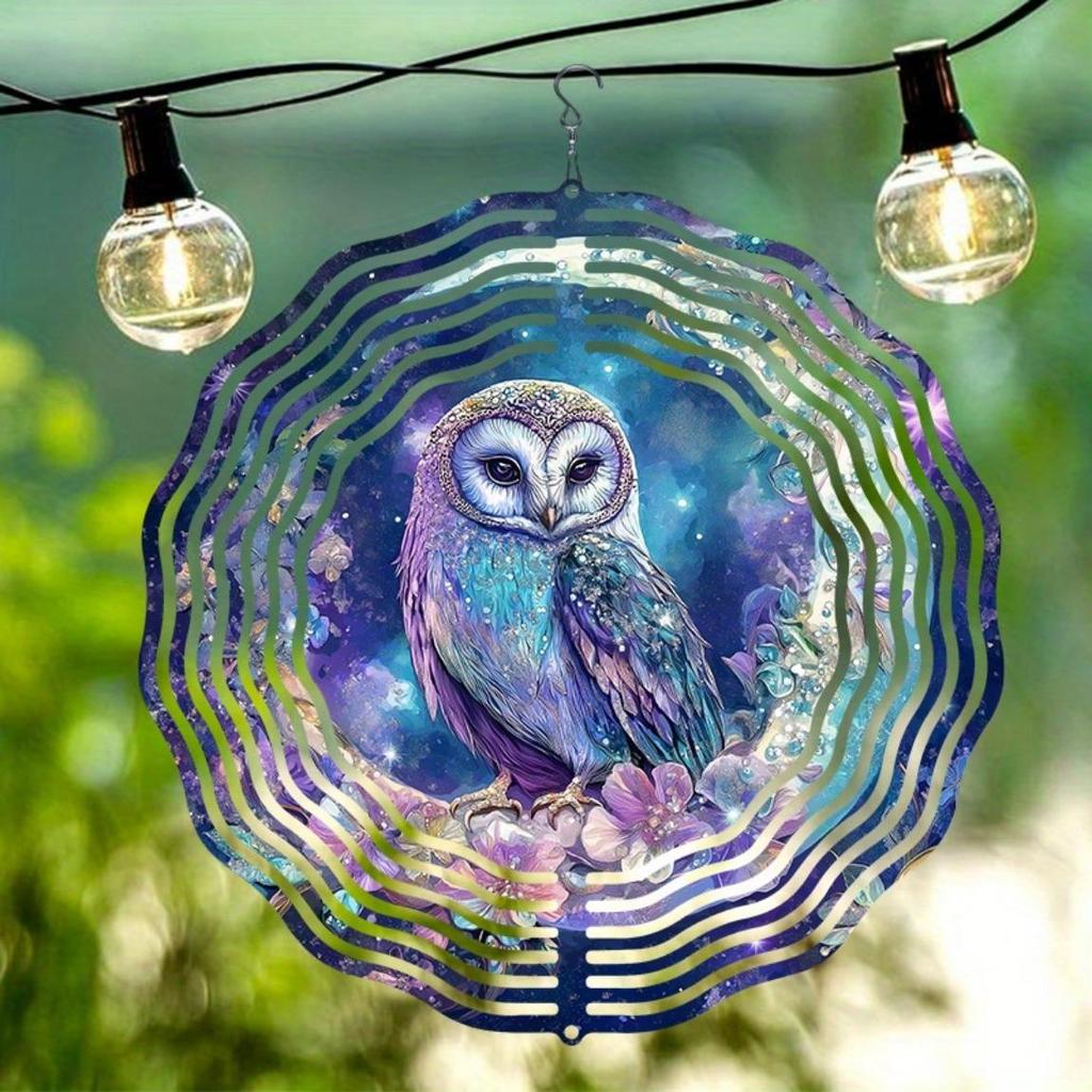 Okouzlující sovová zvonkohra pro venkovní dekoraci Nebeská noční obloha Květinový design Ideální pro terasu zahradu balkon svátek
