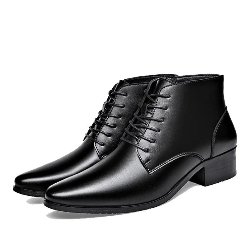 

Mens Casual Business Office Formal Dress Chelsea Boots Shoes Genuine Leather Boot Black Ankle Lace Up 44 чорний
