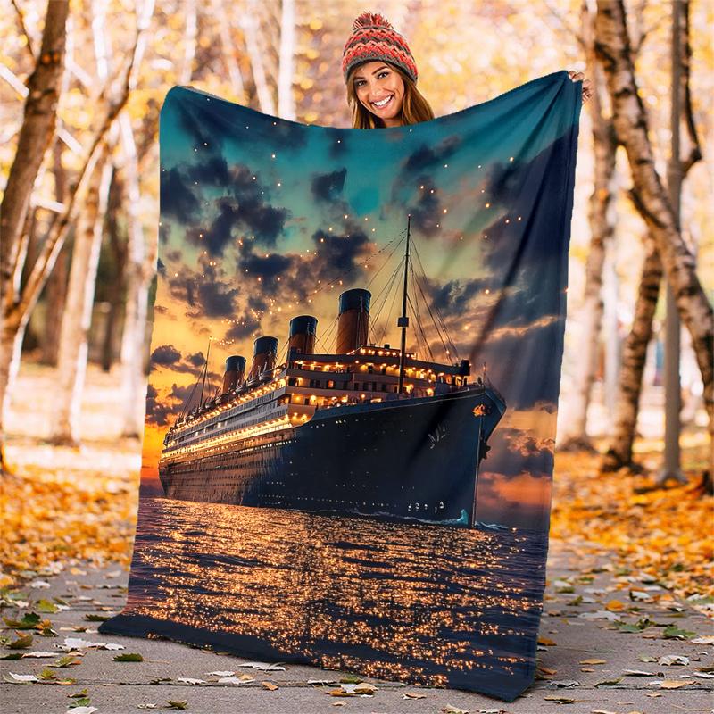 Titanic Flannel Blanket Soft Warm All-Season Throw, Design for Camping, Car Travel, Hiking Sofa, Bed, Office Perfect Gift for Parties