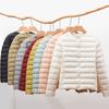 Autumn and Winter Light Round Neck V-neck Down Jacket Women's Warm Liner Short Jacket Women's Collarless Inner Tide