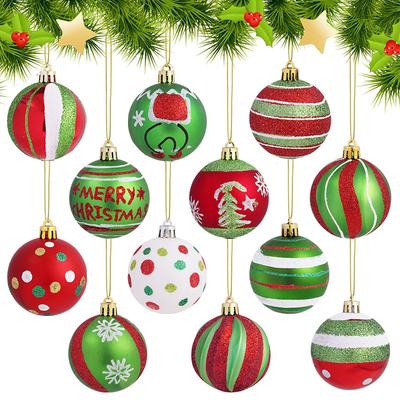 6Pcs 6cm Red Green Christmas Balls Ornament Xmas Tree Hanging Pendants 2025 Christmas Decoration For Home New Year Party Gifts