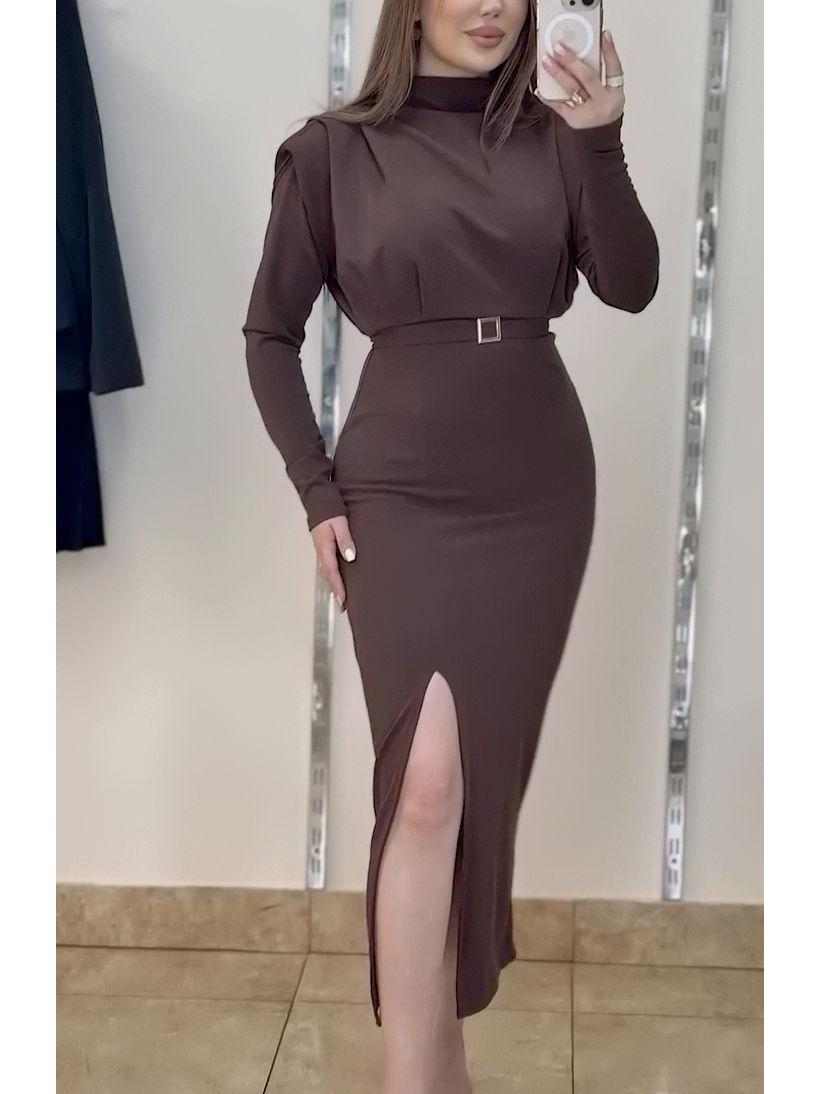 

Женская мода весна 2025: Элегантное платье с длинным рукавом, стройнящее талию M