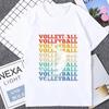 Fargerik volleyball kortermet t-skjorte for kvinner Harajuku Søt fargerikt balltrykk Komfortabel unisex-t-skjorte Uformell mote løs t-skjorte