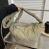 Sac à bandoulière bouffant pour femmes Sac fourre-tout rembourré en coton doux duvet Sac à main matelassé Sac à bandoulière Couleur unie Bulles Sac nuage