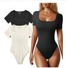 2023 Summer Women's Yoga Ribbed Short Sleeve Jumpsuit