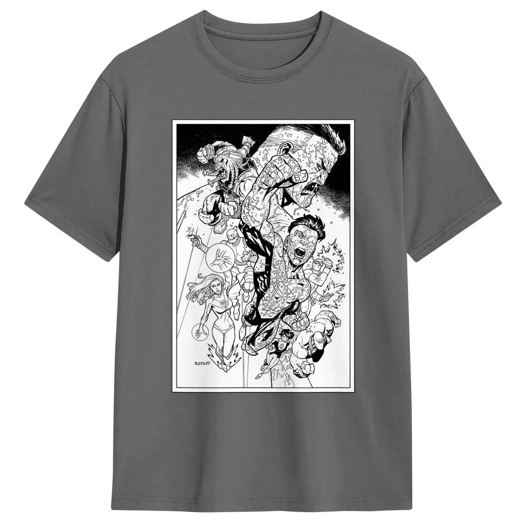 Summer Fashion Trendy Tee Unisex Women Invincibles Character Montage T Shirt Cotton Clothes Leisure Short Sleeve Crewneck Tees