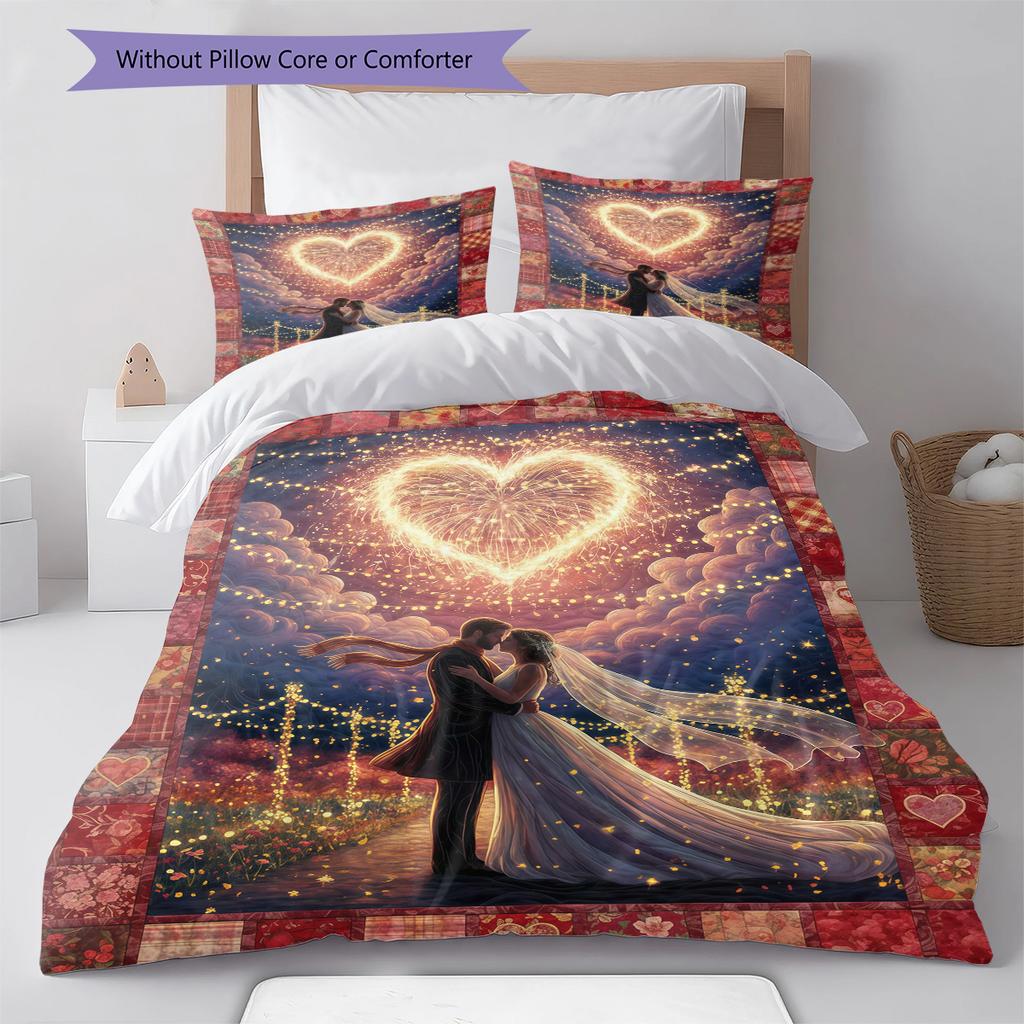 Cartoon Pattern Bedding Quilt Set Quilt Cover Pillowcase Home Decoration Birthday Gift (1 * Duvet Cover + 2 * Pillowcase, Without Core)