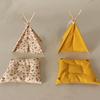 1 Set Handmade Simulation Miniature Camping Tent Model With Flower Wave Point Pattern 1/12 Doll House Scene Decoration