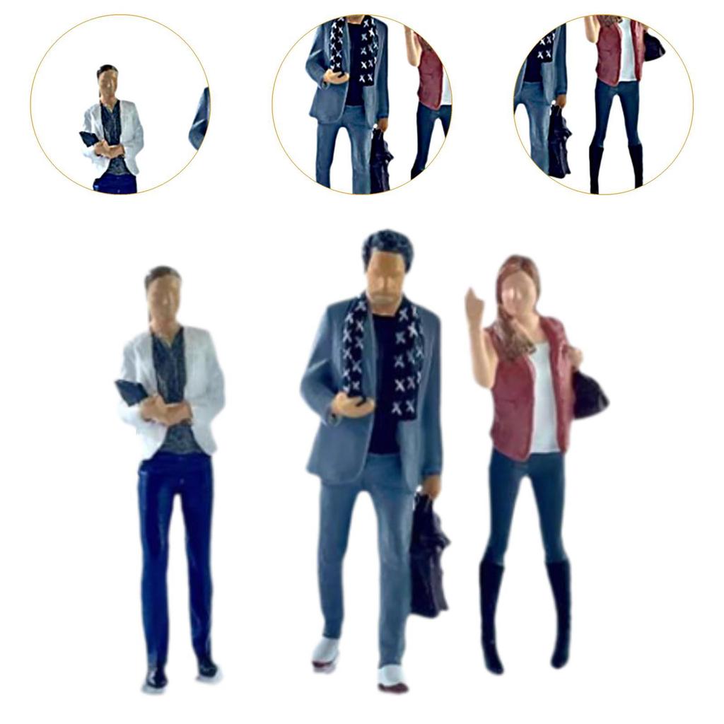 3Pcs 1/64 People Figures, Businessman and Secretary Figures for Diorama Miniature Scene Decor