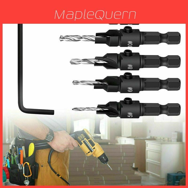 Premium 5x Adjustable Woodworking Countersink Drill Bit Set For Precise Pilot Hole Drilling