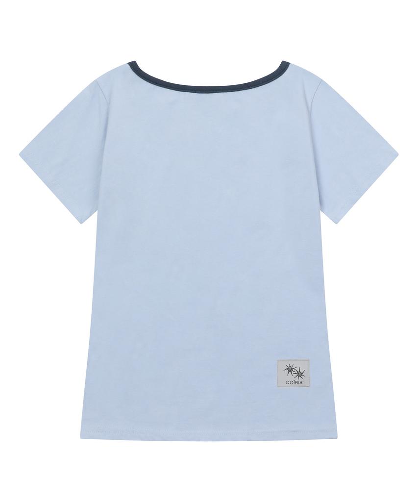 Koiliseu Soluna One-Shoulder Contrast Short Sleeve Tee (13 Colors)