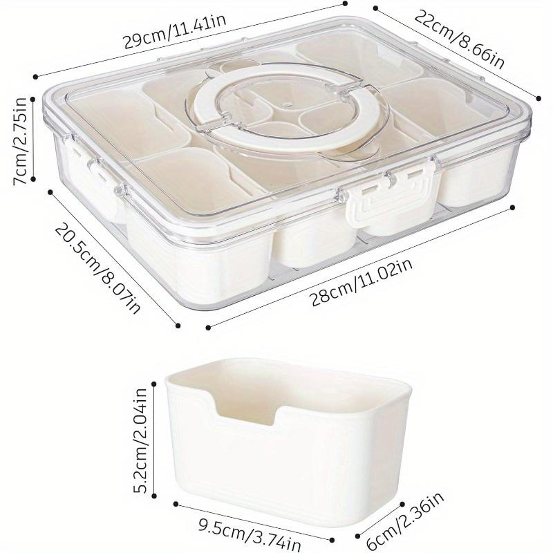 1pc Multi-Compartment Snack Serving Tray With Lid & Handle, Food Storage Box, Portable Food Container For Parties
