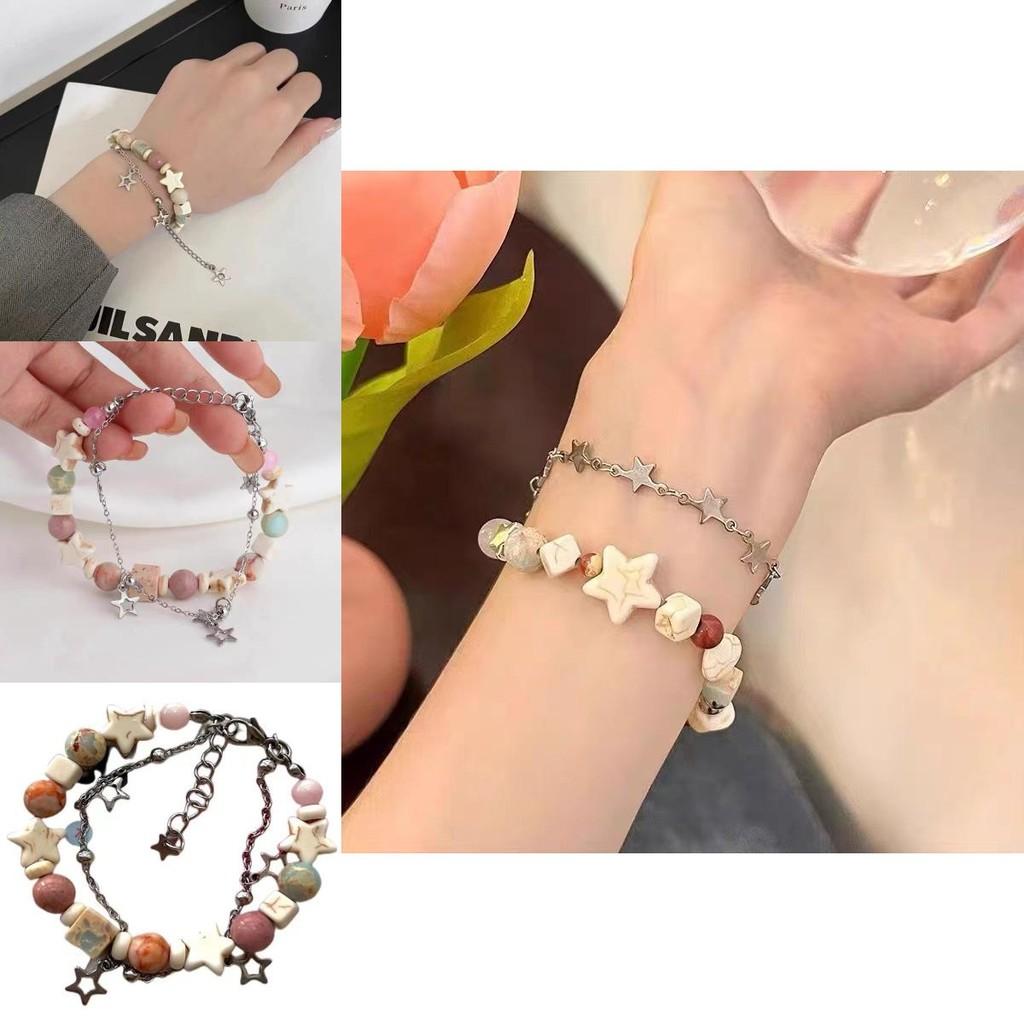 Luxurious Alloy Double Layer Star Bracelet For Women Trendy Bead Design Summer 2024