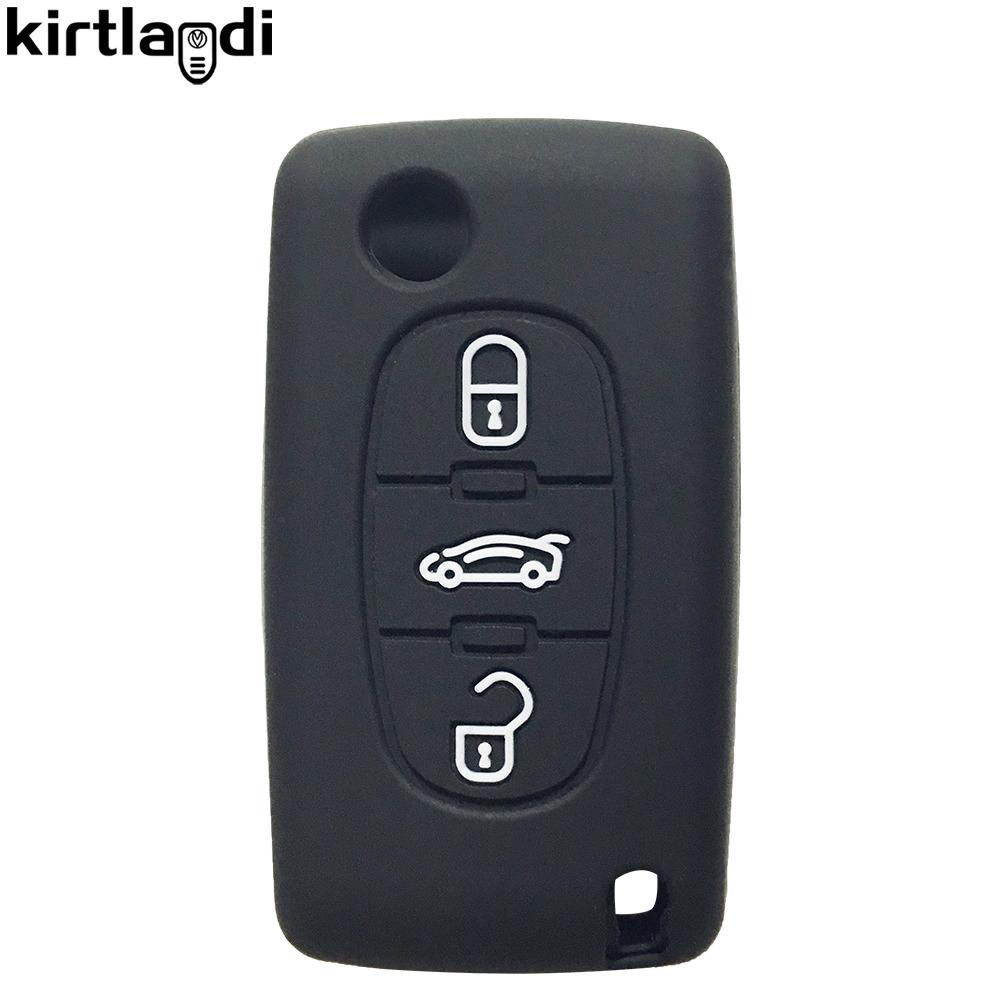 Silicone Car Key Case Remote Holder Key Cover Fob Shell For Peugeot 206 207 208 307 308 407 408 3008 Expert For Citroen C4 C5