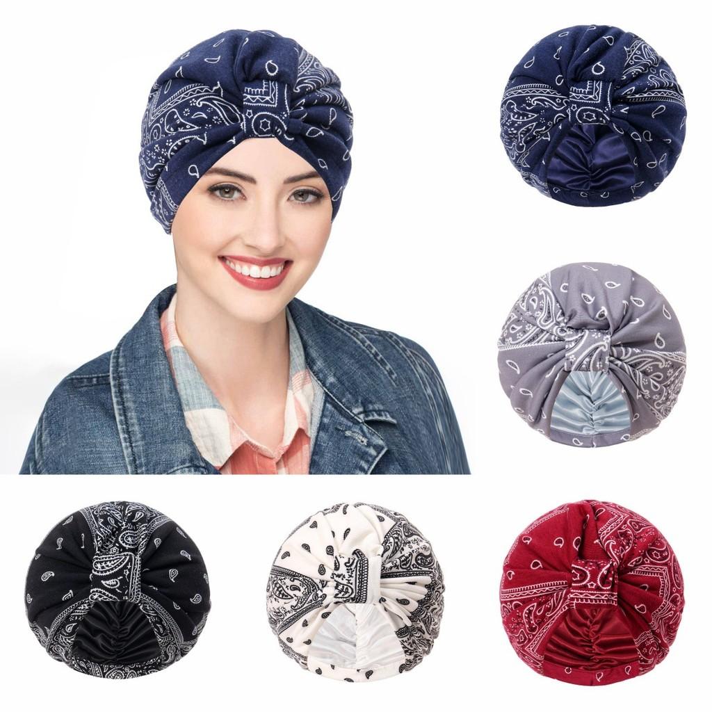 Bohemian Cashew Flower Headscarf Lightweight Stretch Satin For Women