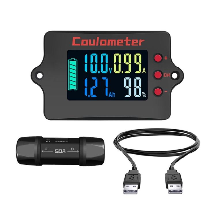 Coulombzähler Batteriemonitor Batterikapazitätstester Indikator Coulometer Digitales Voltmeter Amperemeter