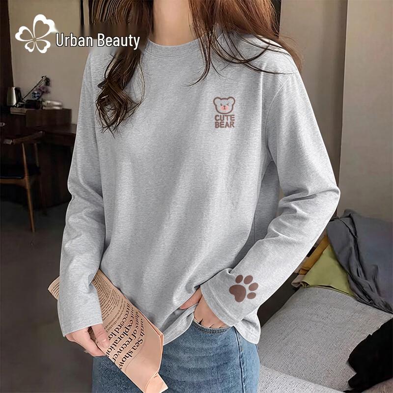 Tricou Grafic cu Mânecă Lungă din Bumbac Pur pentru Femei Urban Beauty