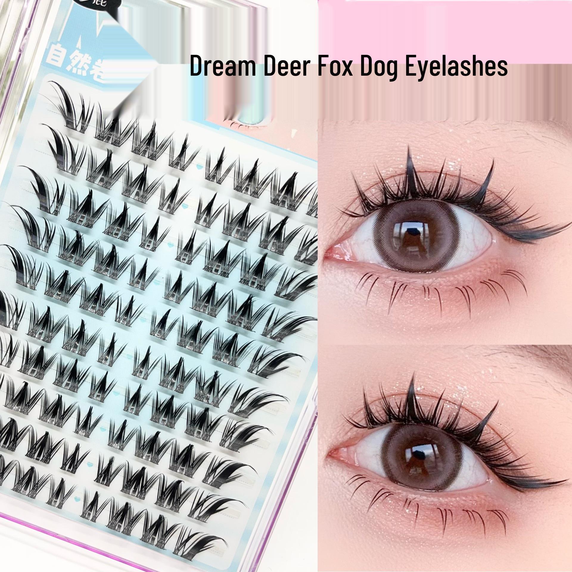Dream Fox Deer Dog Volumizing False Eyelashes: Angled, Segmented, Long-Back, Short-Front Design for Fox-like, Flying Style.